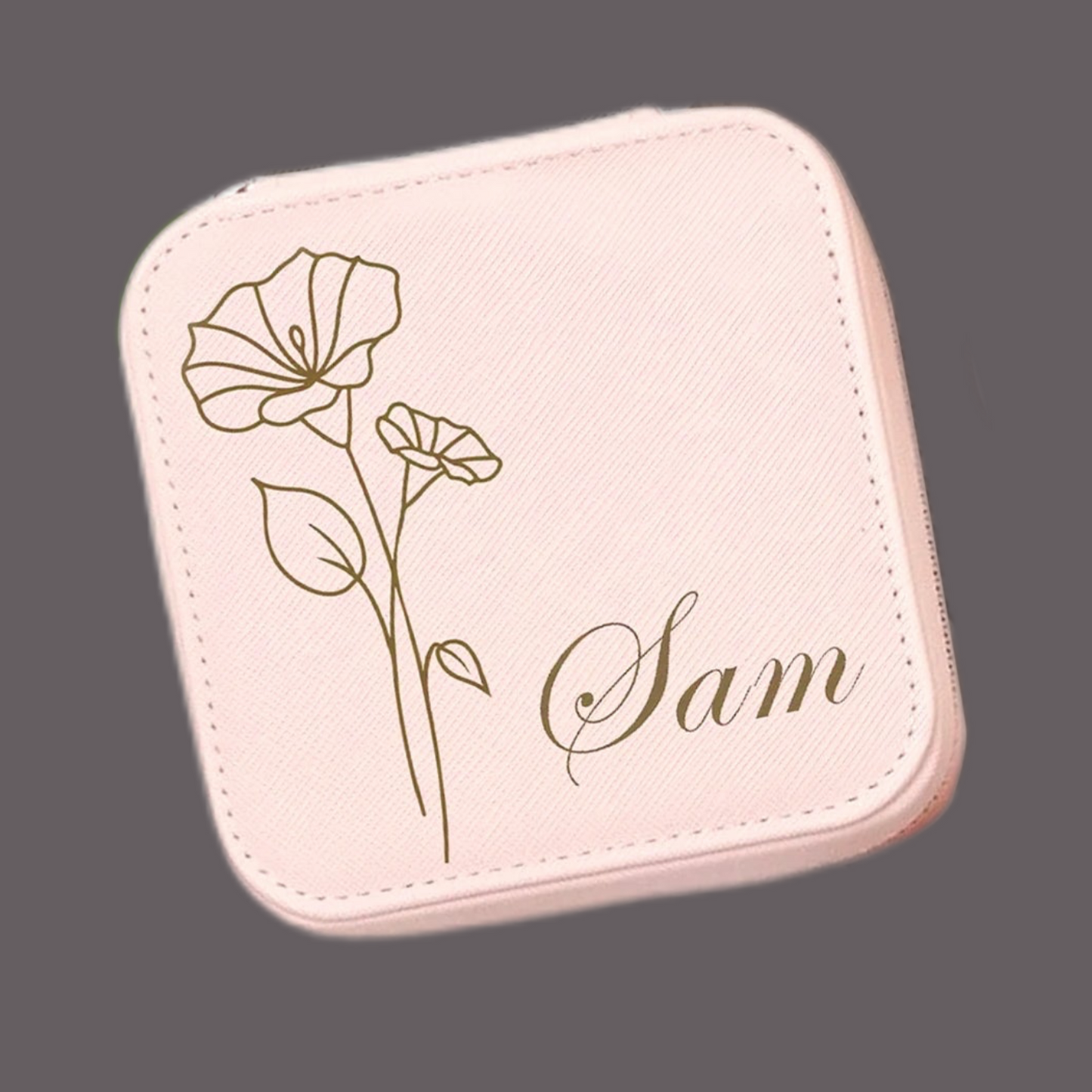 Custom Engraved Light Pink Jewelry Box