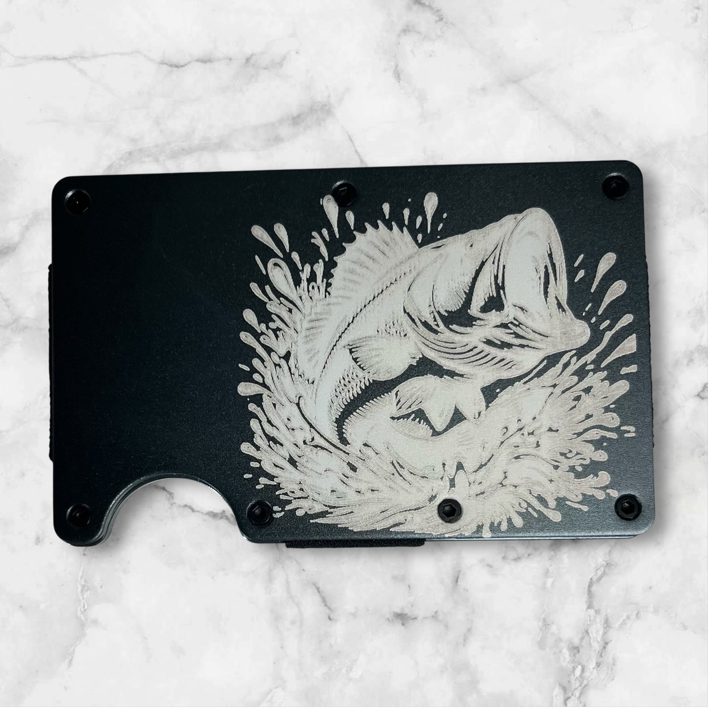 Stainless Steel Engraved RFID wallet with money clip