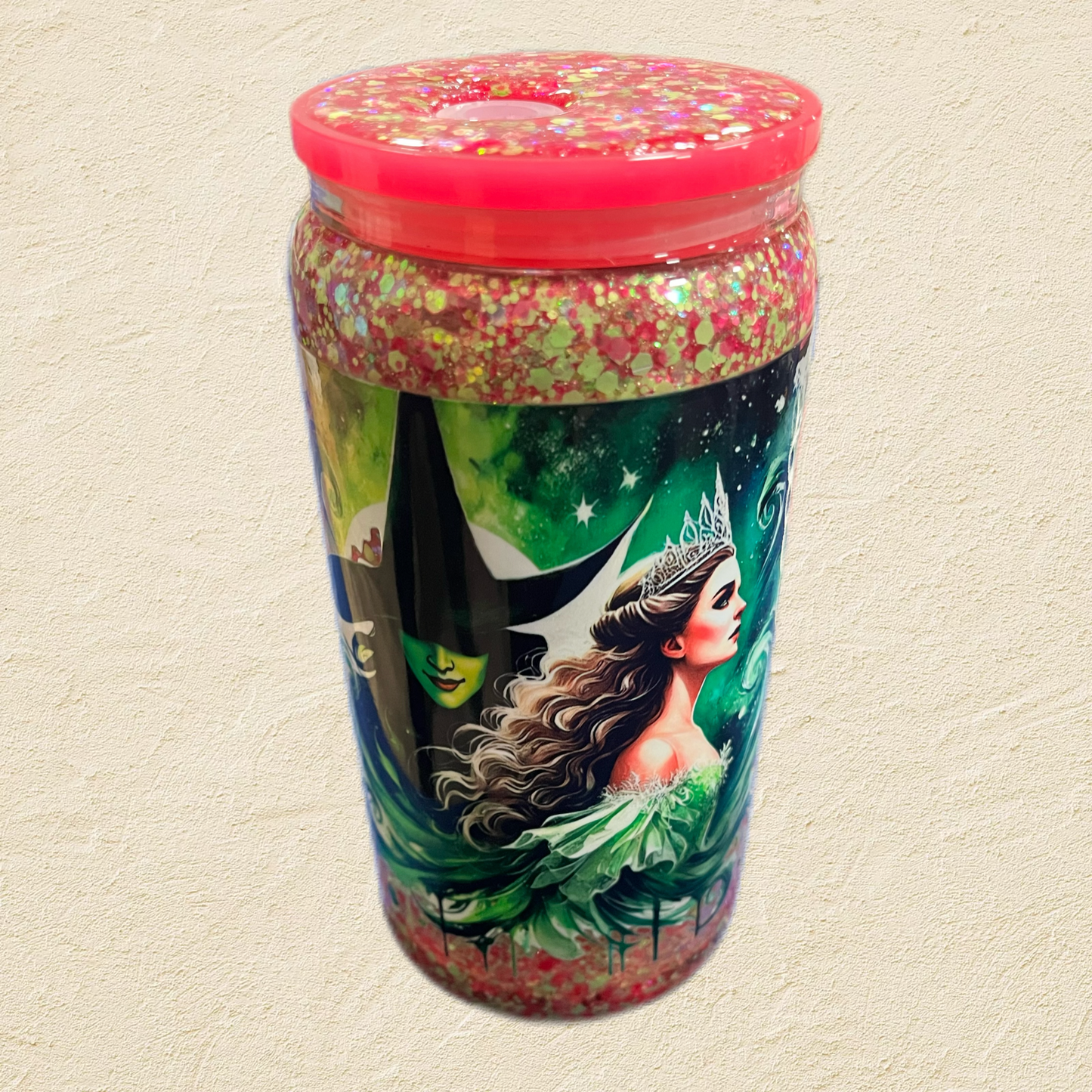 16 oz Wicked Snow Globe Tumbler with Glitter Lid