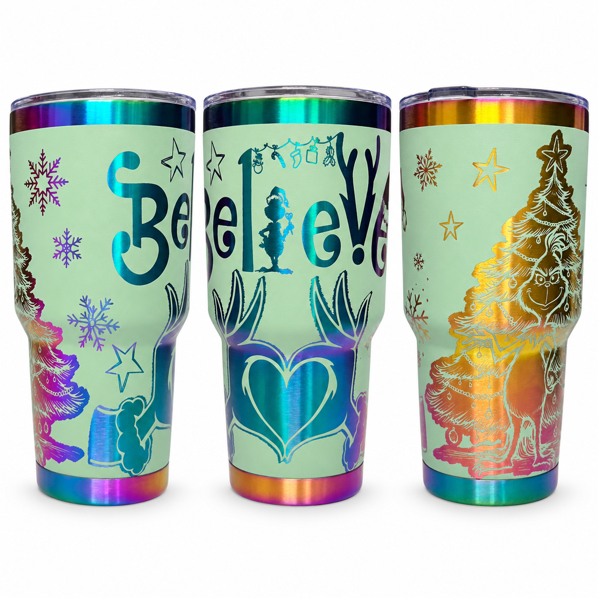 Grinch Believe Engraved Tumbler – 30 oz