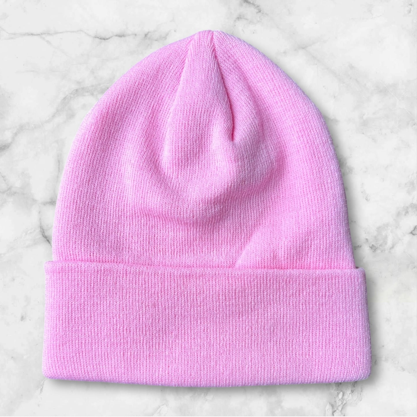 Custom Engraved Patch Beanie Pink Color