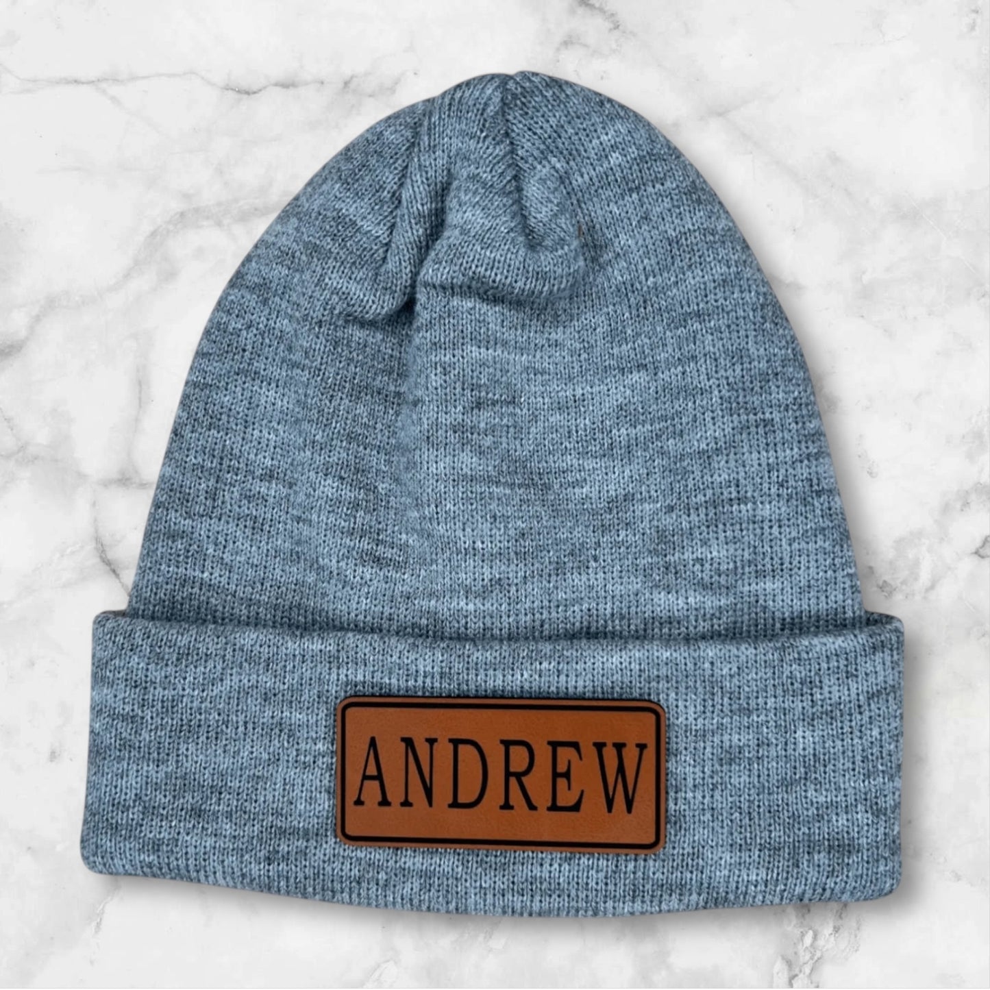 Custom Engraved Patch Beanie Gray Color
