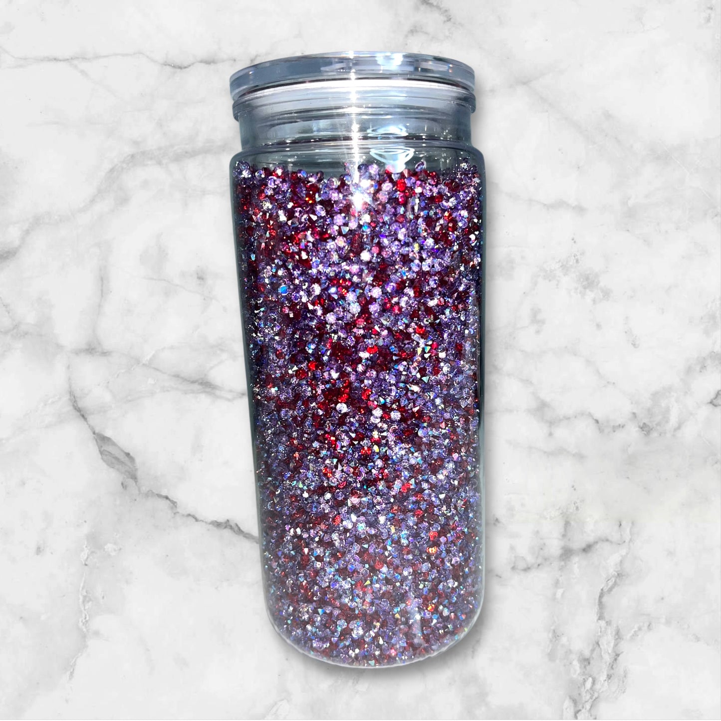 Rhinestone filled snowglobe tumbler