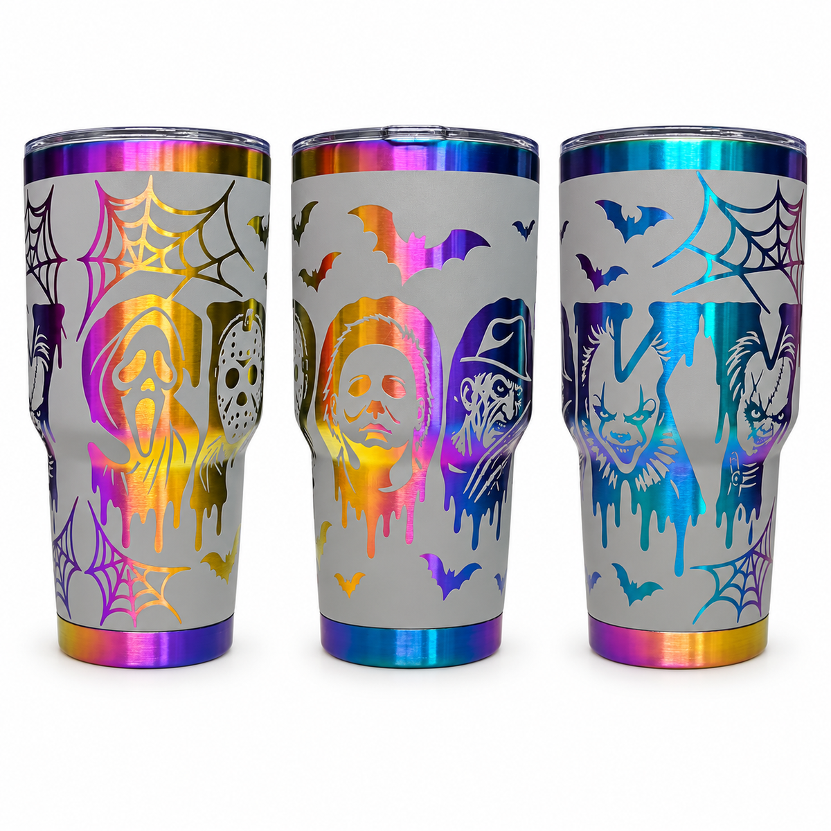 Spooky Horror Characters Engraved Tumbler – 30 oz