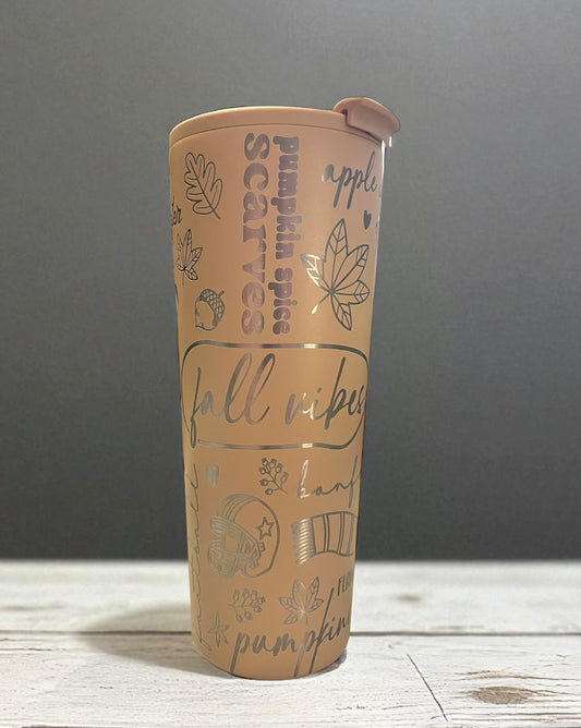 Fall vibes tan dual flip tumbler