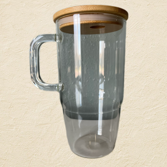 Glass 20 oz tumbler with handle - UVDTF cups