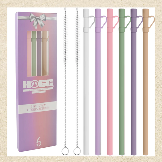 12 inch Silicone Straws - Pack of 6