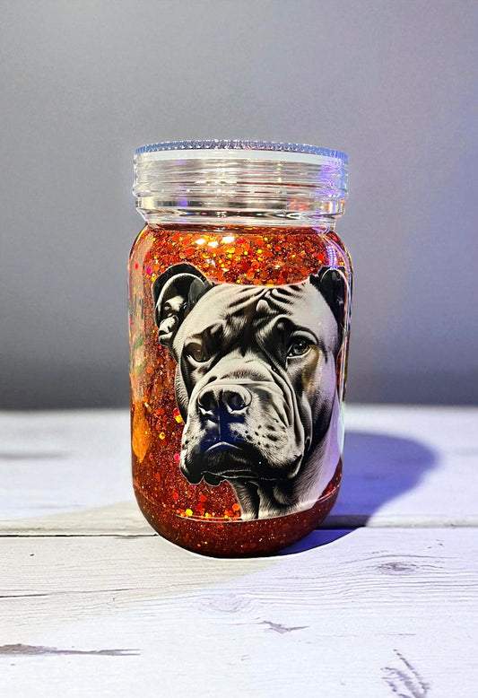 My dog and I talk shit about you Mason snowglobe 20 oz