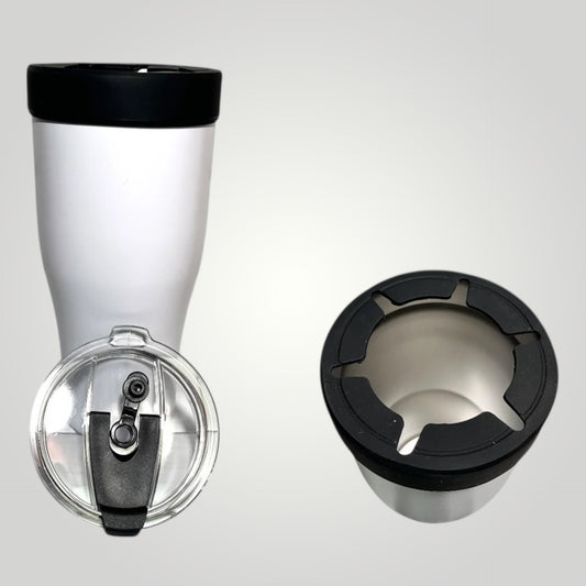 32 oz Stainless Steel White Engraved Coffee Caddy