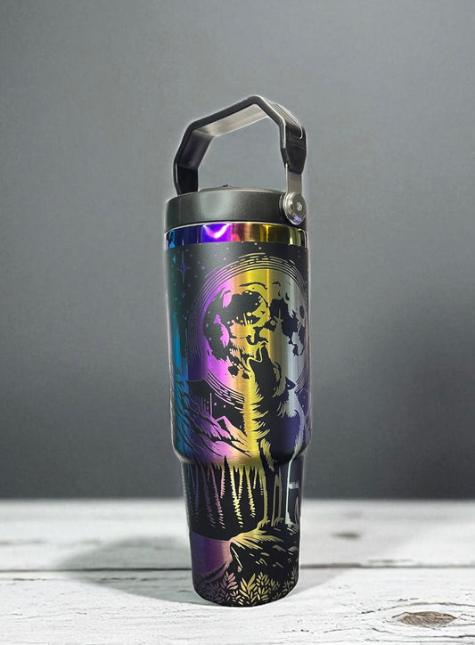 30 oz Howling Wolf Black to Iridescent