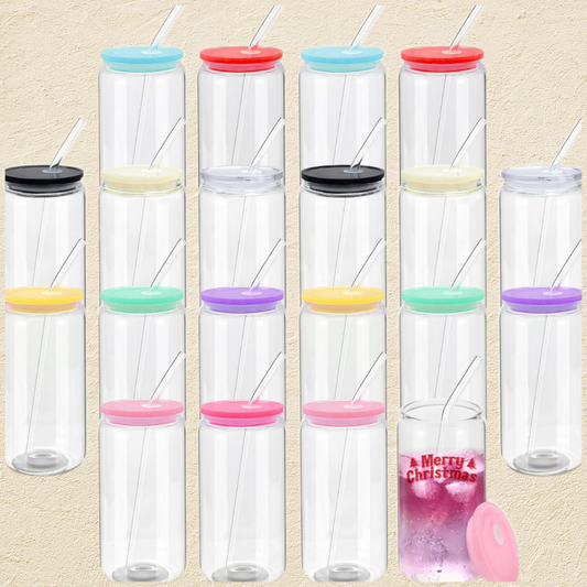 Glass 16 oz tumbler - UVDTF cups - Mystery Color Lid