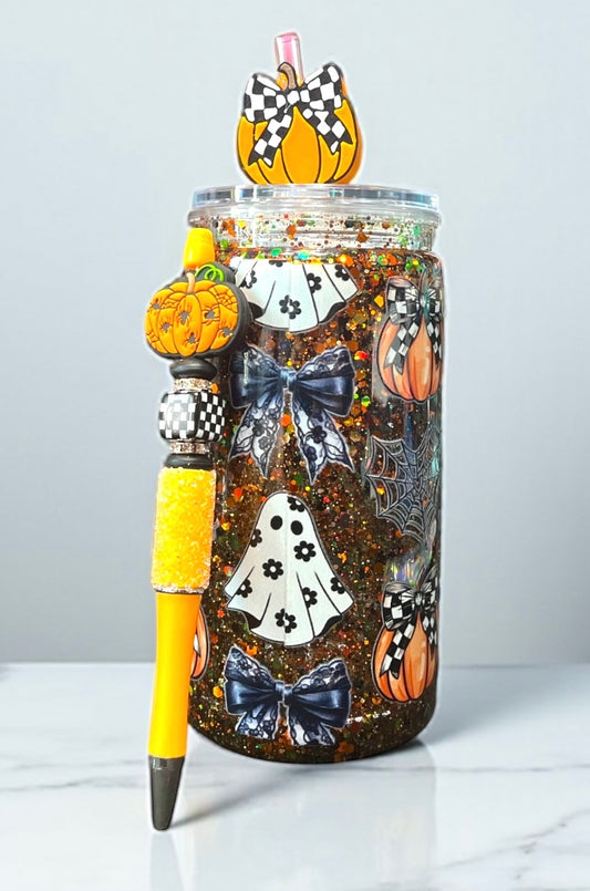 Pumpkins, ghosts and bows set