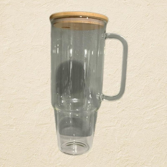 Glass 40 oz tumbler with handle - UVDTF cups