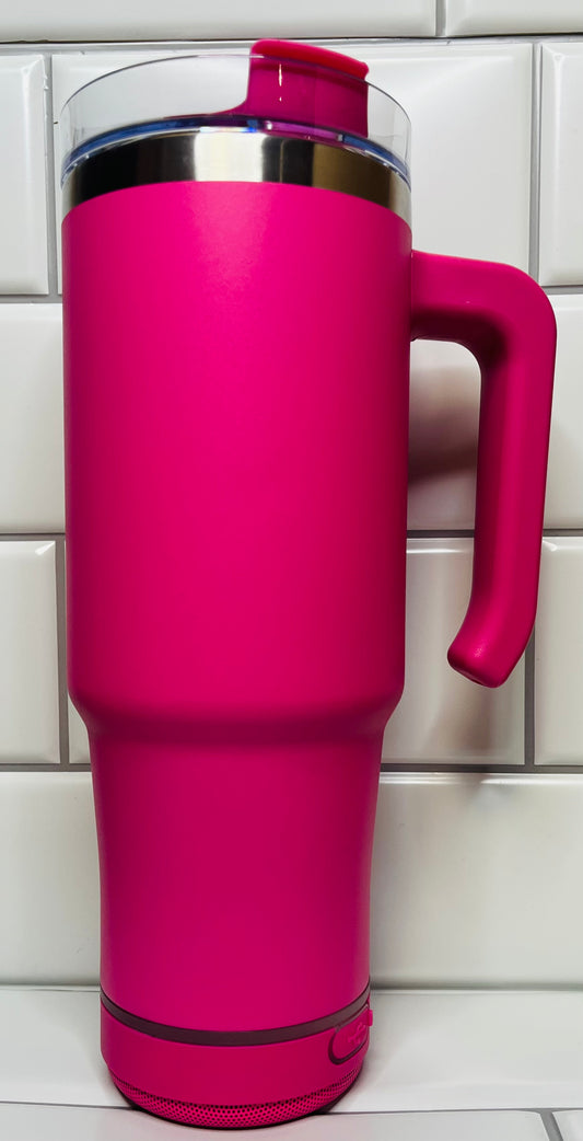 30 oz Stainless Steel Pink Engraved Speaker Tumbler