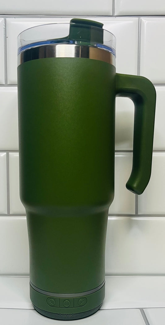 30 oz Stainless Steel Green Engraved Speaker Tumbler