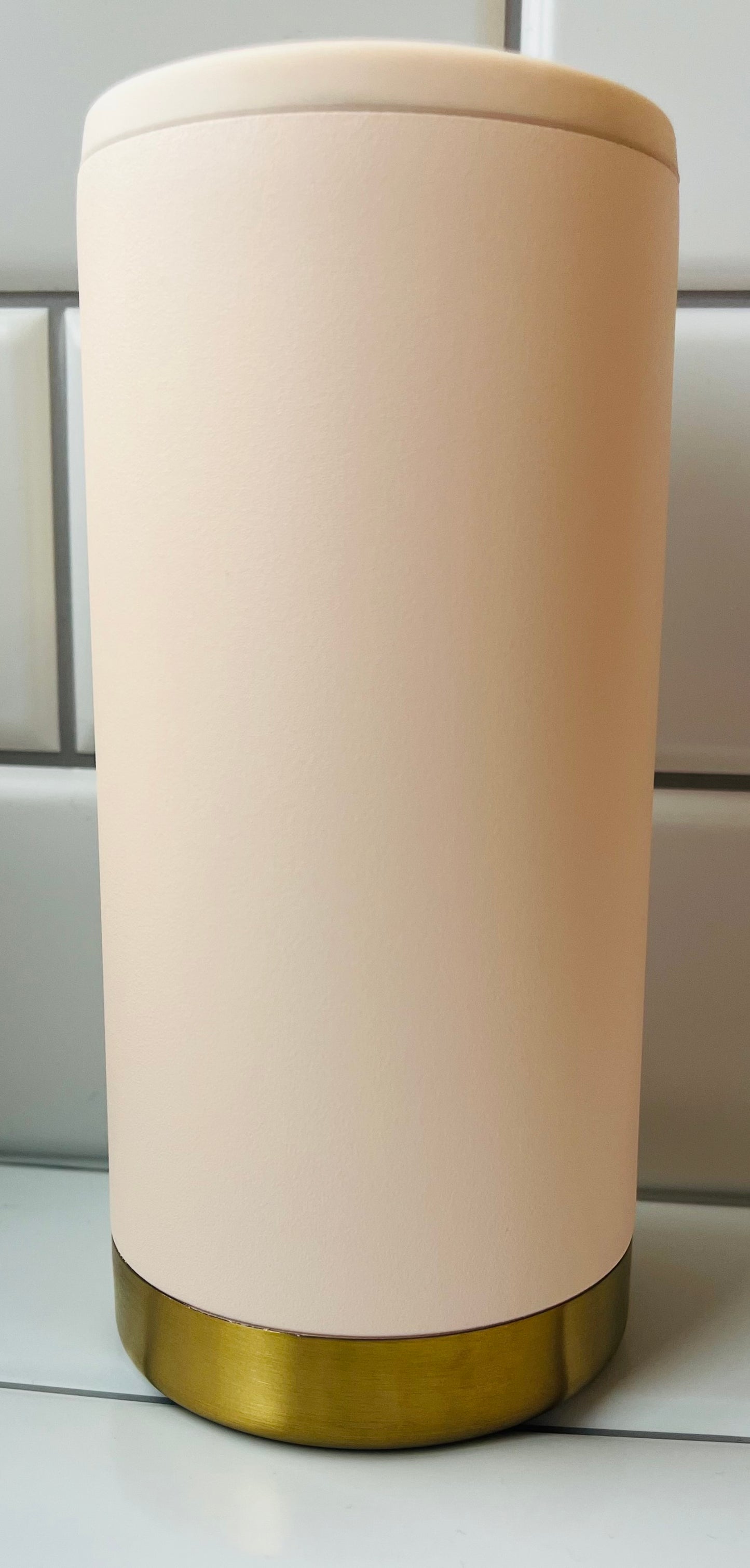 12 oz Engraved Slim Can Cooler Light Pink to Gold