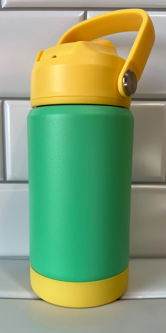 Kids 12 oz. Water Bottle - Green with Yellow