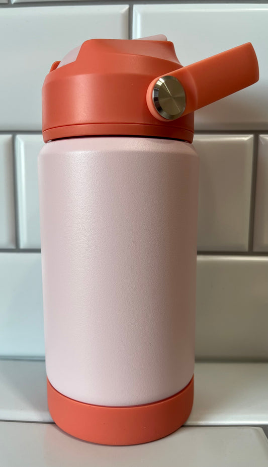 Kids 12 oz. Water Bottle - Pink with Orange