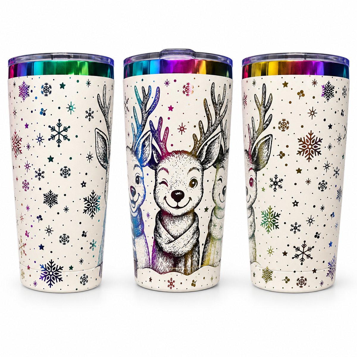 Cute Reindeer Engraved Tumbler – 20 oz